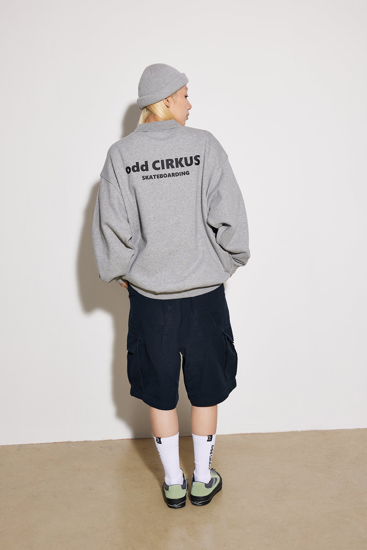Collar Drop-shoulder T-shirt - GRAY