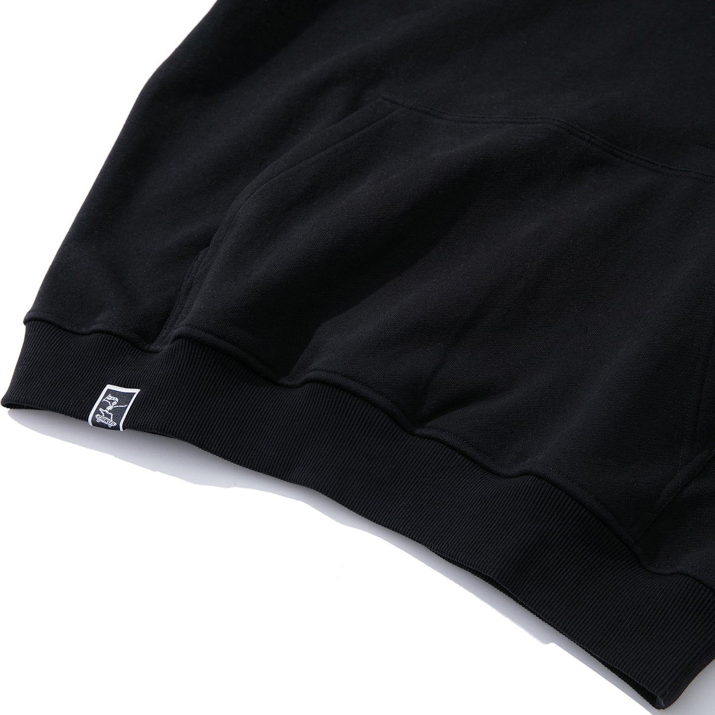 Loose-fitting Casual Hoodie with Large Logo, Heavyweight - Black