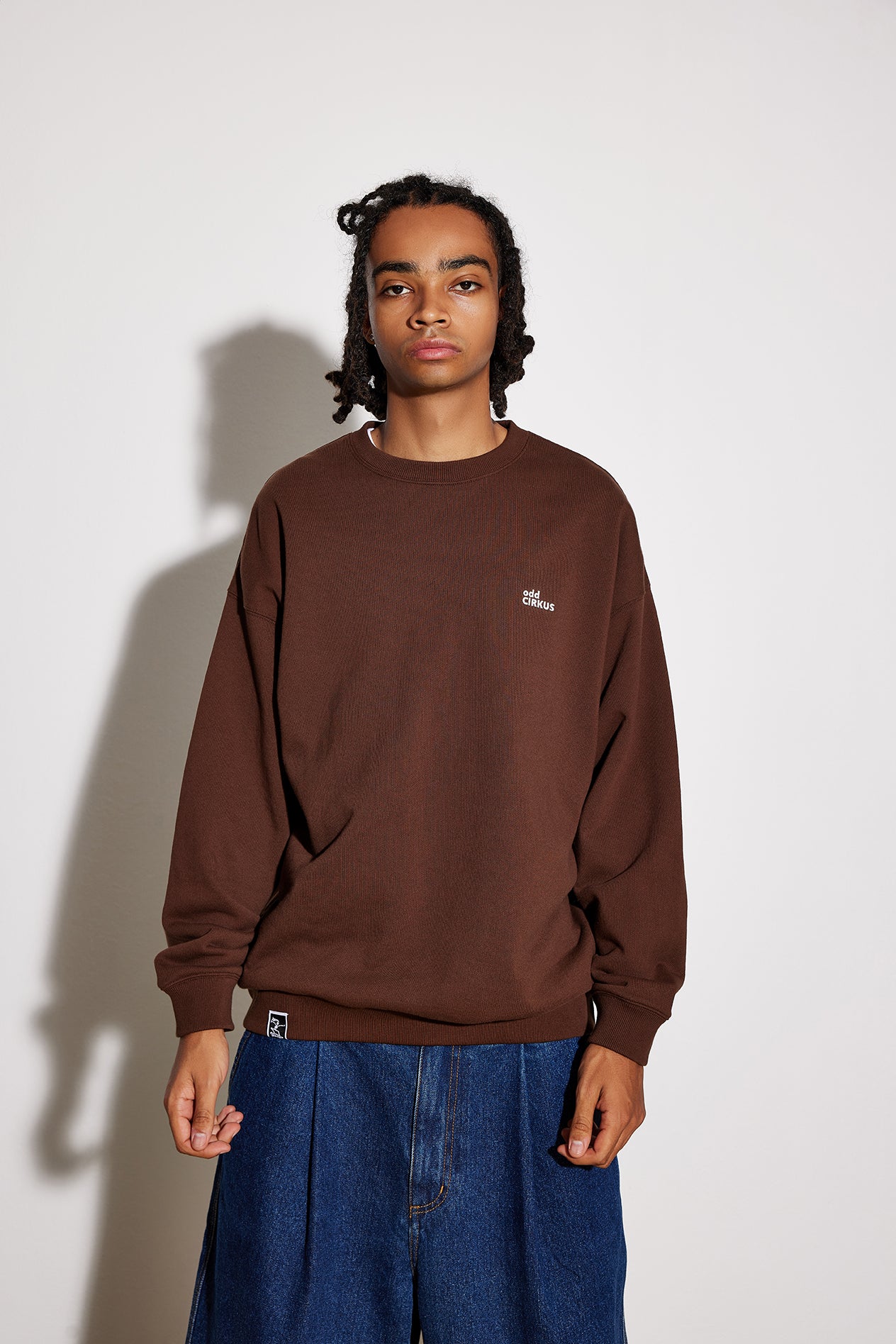 Loose Round Neck Long Sleeve Casual Sweatshirt - Brown