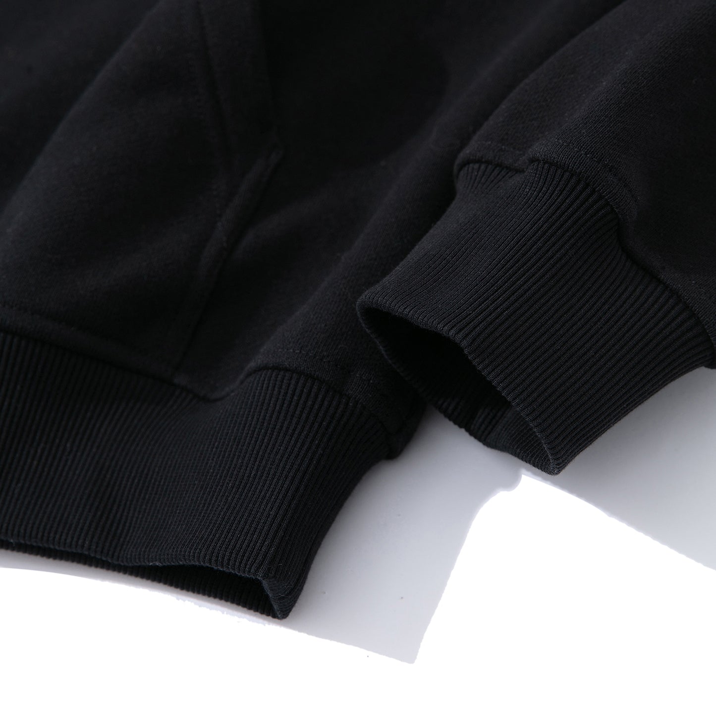 Loose-fitting Casual Hoodie with Large Logo, Heavyweight - Black