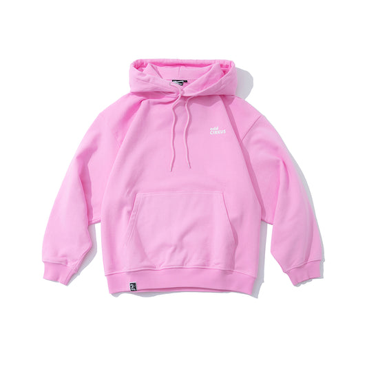 Loose-fitting Casual Hoodie with Large Logo, Heavyweight - Pink