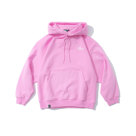 Loose-fitting Casual Hoodie with Large Logo, Heavyweight - Pink