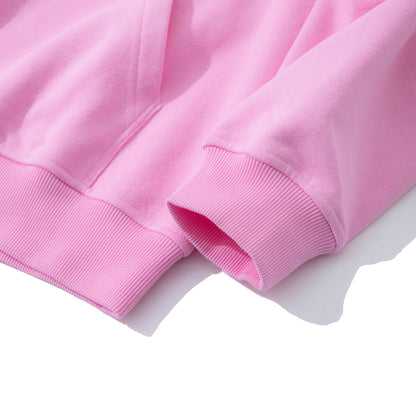 Loose-fitting Casual Hoodie with Large Logo, Heavyweight - Pink