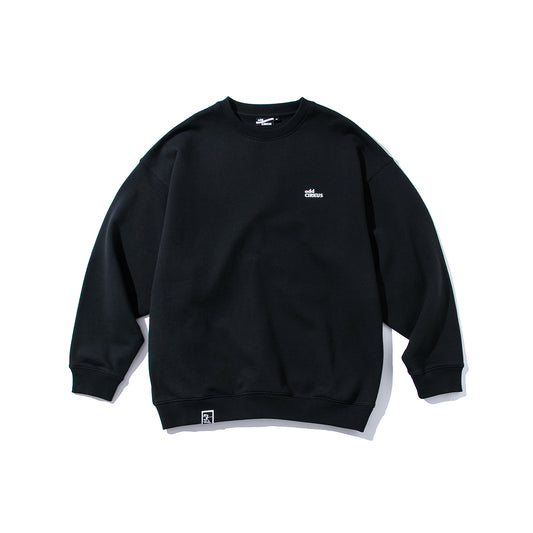 Loose Round Neck Long Sleeve Casual Sweatshirt - Black