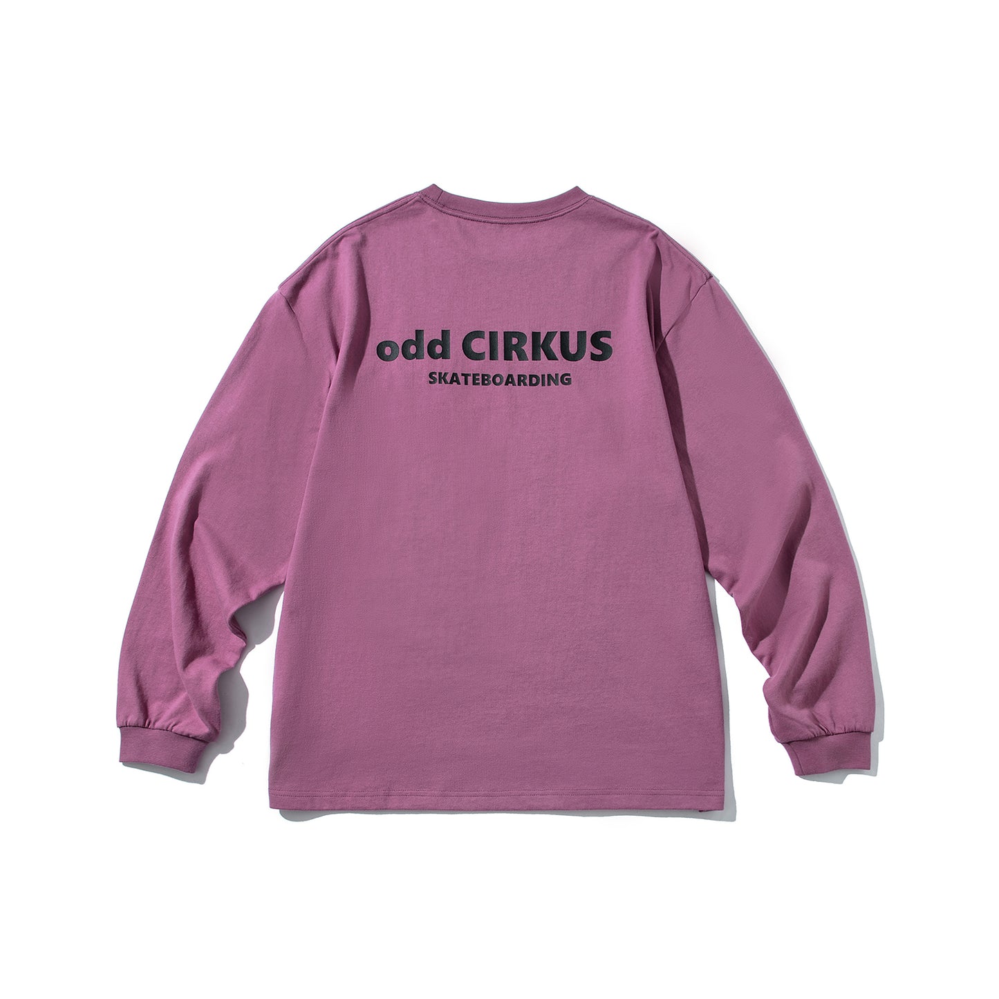 Long-sleeved letter-printed round neck T-shirt with chest pocket in Dark pink