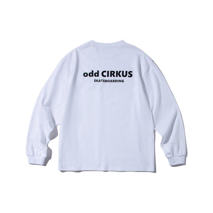 Long-sleeved letter-printed round neck T-shirt with chest pocket in white