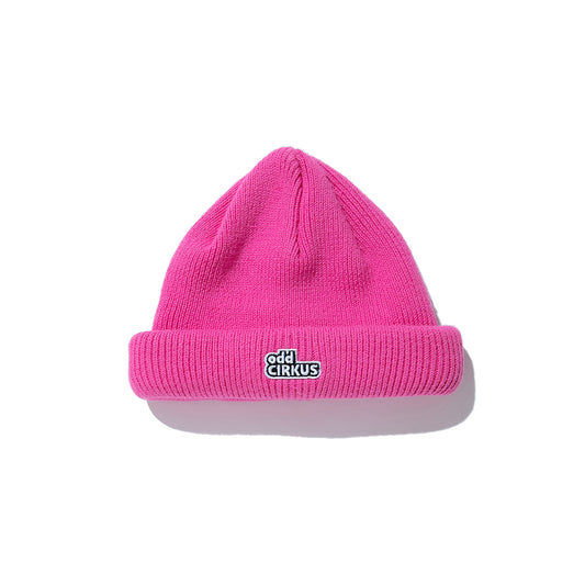 Knitted short fur hat - Pink